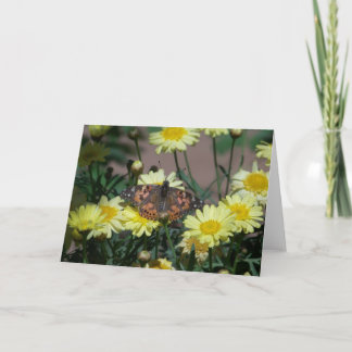 Greeting Card with butterfly and yellow flowers