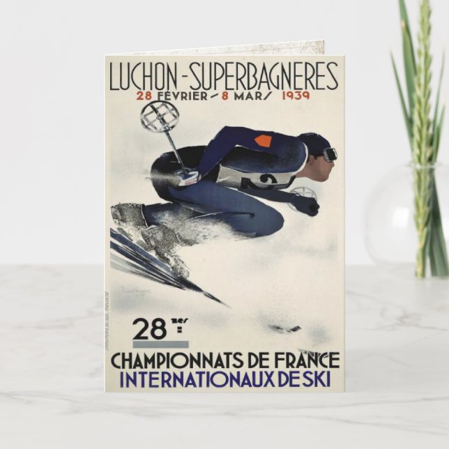 Greeting Card with Cool Ski Poster from France (Front)