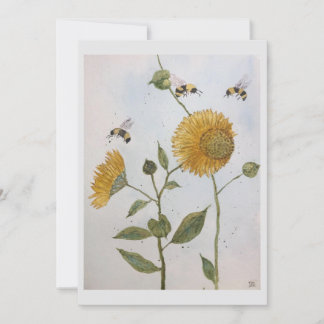 Greeting Card with Flowers & Bees
