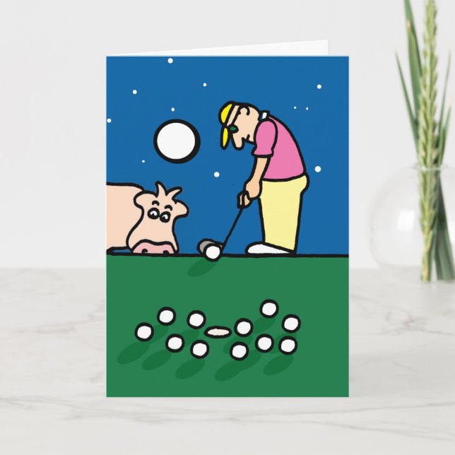 Greeting card with golfer illustration (Front)