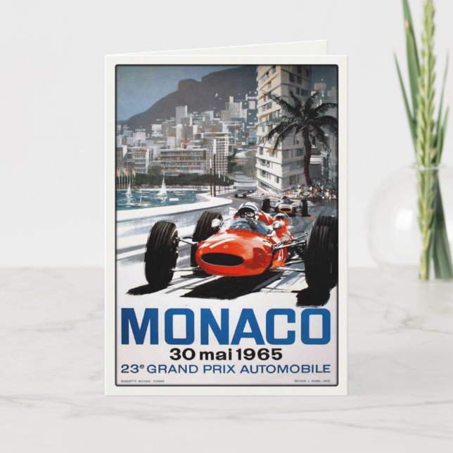 Greeting Card With Monaco Grand Prix Poster (Front)