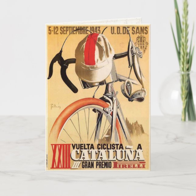 Greeting Card with Old Bicycle Race Poster (Front)
