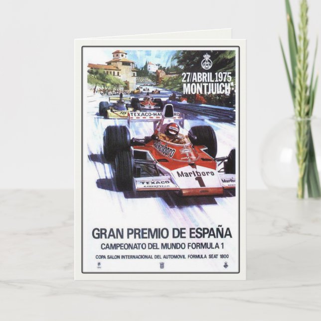 Greeting Card With Spanish Grand Prix Poster (Front)
