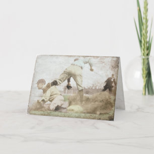 Greeting Card with Vintage Baseball Print