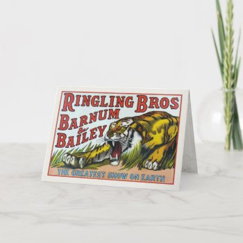 Greeting Card With Vintage Circus Tiger Print by cardland at Zazzle