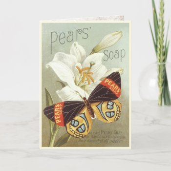 Greeting Card With Vintage Pears Soap Print by cardland at Zazzle