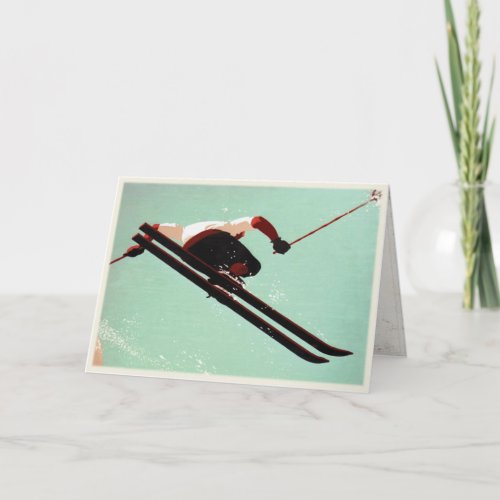 Greeting Card with Vintage Ski Bum Print