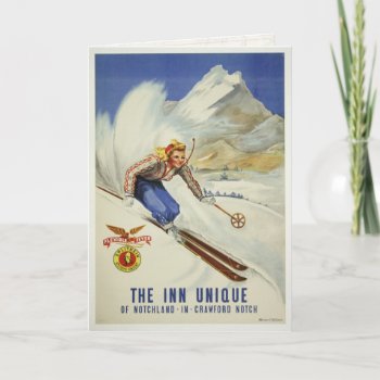 Greeting Card With Vintage Skiing Print by cardland at Zazzle