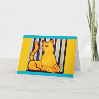 Greeting Card With Yellow Cat Design by AnimalParty at Zazzle