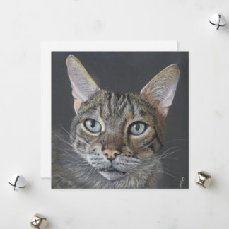 Greeting Cat Bengal Cat Fine Art blank Holiday Card