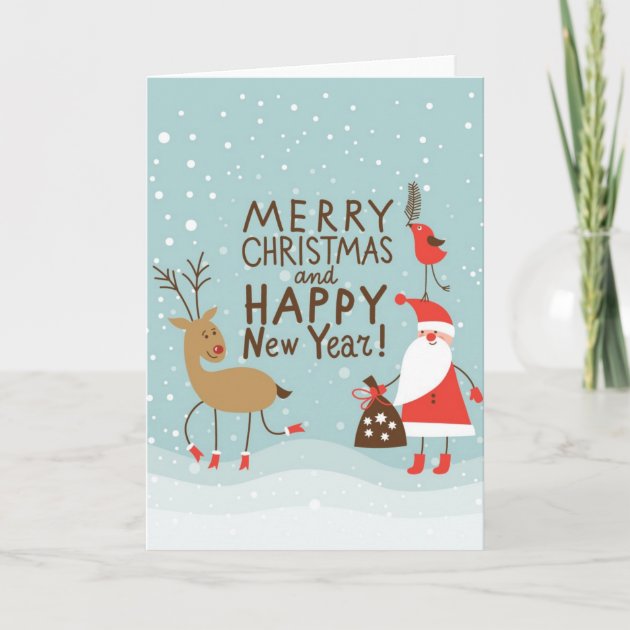 Greeting Christmas And New Year Card