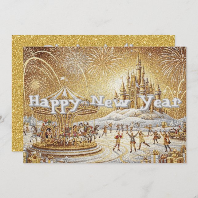 Greeting colour gold  holiday card (Front/Back)