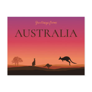 Greeting from Austrailia Kangaroos Travel Postcard
