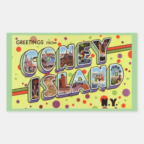 Greeting From CONEY ISLAND New York  Rectangular Sticker