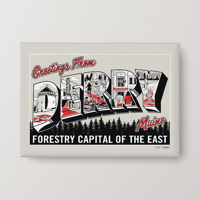 Greeting From Derry Maine Button (Front)