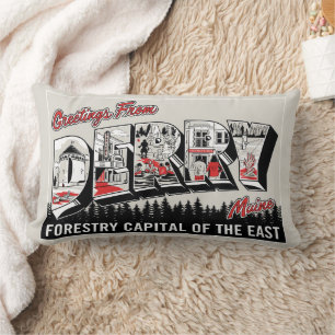 Greeting From Derry Maine Lumbar Pillow