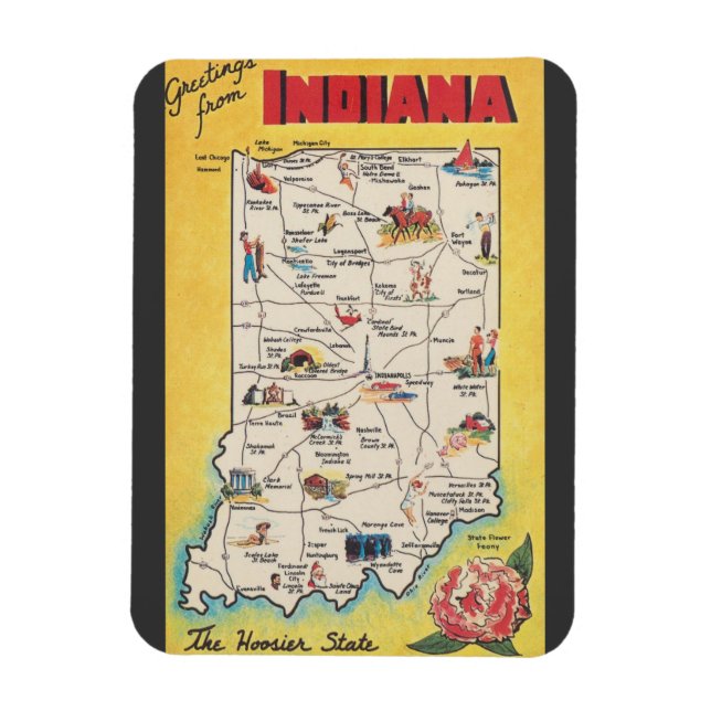 Greeting from Indiana vintage magnet (Vertical)