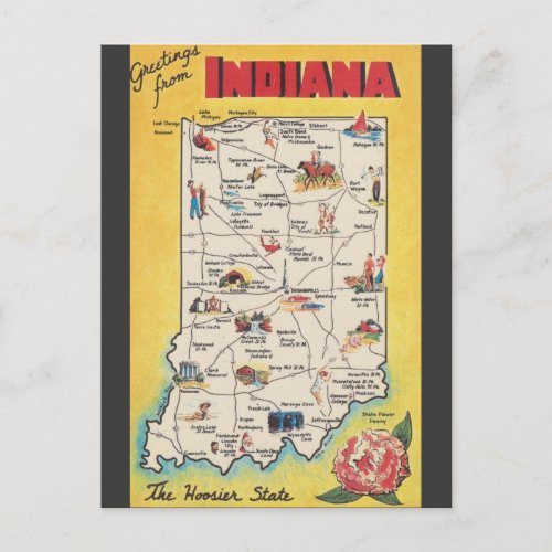 Greeting from Indiana vintage postcard