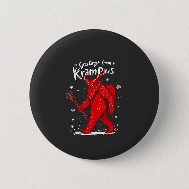 Greeting from Krampus Xmas Christmas  Button (Front)
