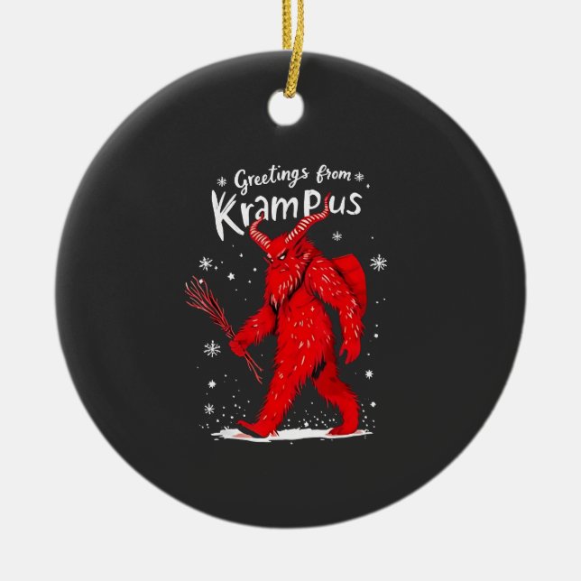 Greeting from Krampus Xmas Christmas  Ceramic Ornament (Front)