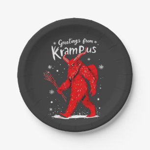 Greeting from Krampus Xmas Christmas  Paper Plates