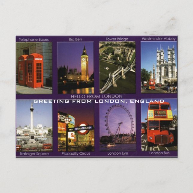 GREETING FROM LONDON, ENGLAND POSTCARD BY MOJISOLA (Front)