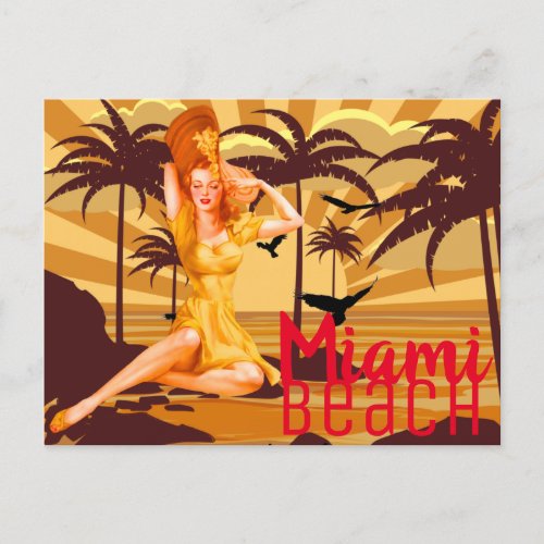 Greeting from Miami Beach beautiful vintage  Postcard