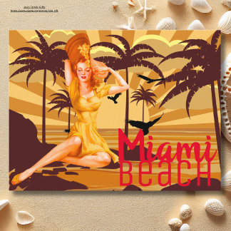Greeting from Miami Beach beautiful vintage Postcard
