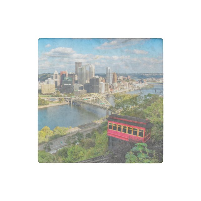 Greeting From Pittsburgh PA  Stone Magnet (Front)