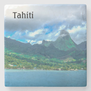 Greeting from Tahiti Stone Coaster