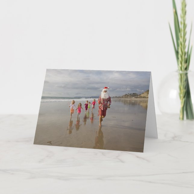 Greeting Inside Santa Runs For His LIfe! Holiday Card (Front)