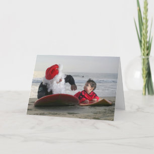 Greeting Inside Santa's instead surfing lessons Holiday Card