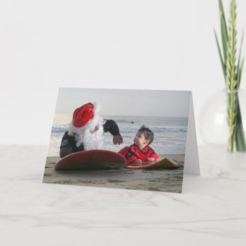 Greeting Inside Santas instead surfing lessons Holiday Card