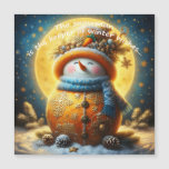 Greeting magnet with a cute snowman