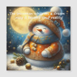 Greeting magnet with a cute snowman