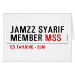 Jamzz Syarif Member  Greeting/note cards