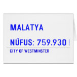 MALATYA  NÜFUS: 759.930  Greeting/note cards