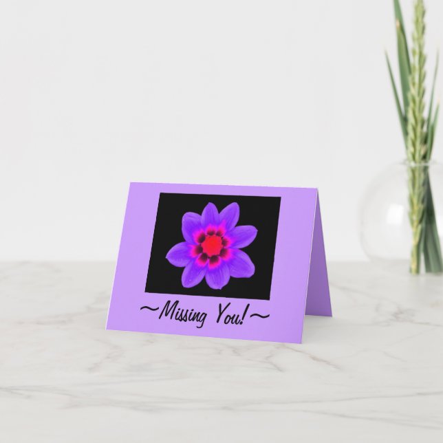 Greeting or Miss You Card ~ Purple Fantasy Cosmos (Front)