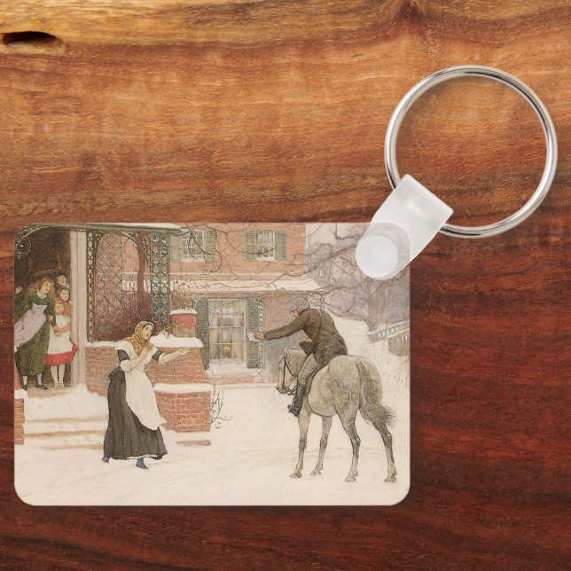 Greeting the Postman by Robert Walker Macbeth Keychain (Front)
