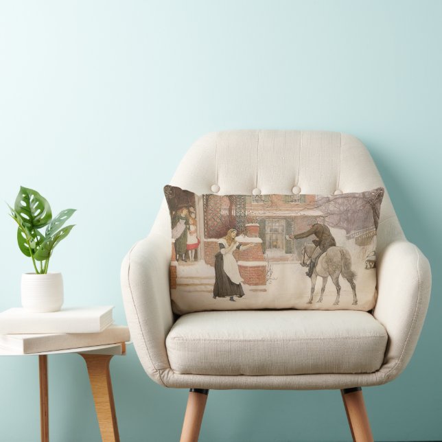 Greeting the Postman by Robert Walker Macbeth Lumbar Pillow (Chair)