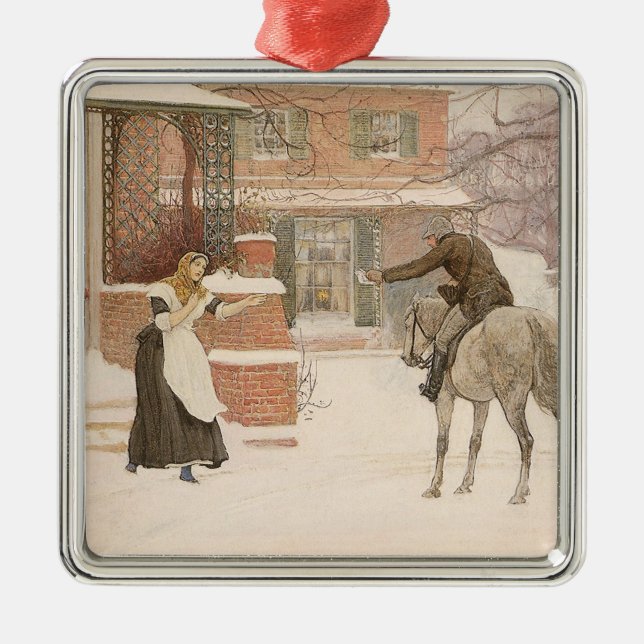 Greeting the Postman by Robert Walker Macbeth Metal Ornament (Front)