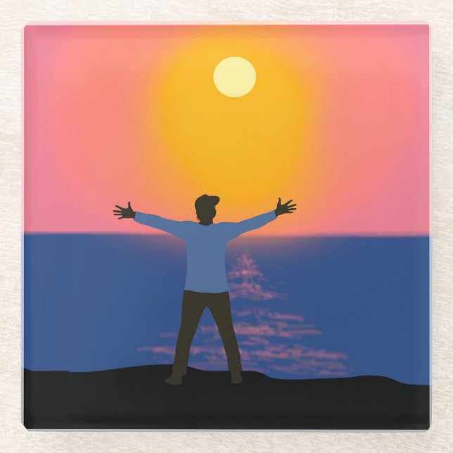 Greeting to the Sun   Glass Coaster (Front)