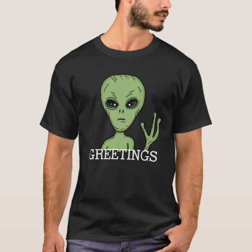 Greetings Alien Waving Hi  T_Shirt