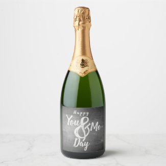 Greetings anniversary in chalkboard look champagne label