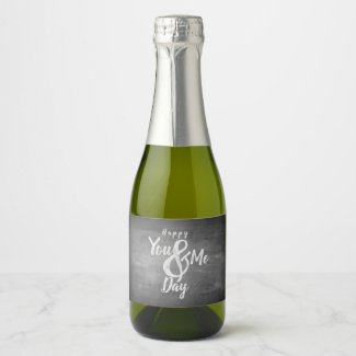 Greetings anniversary in chalkboard look champagne label