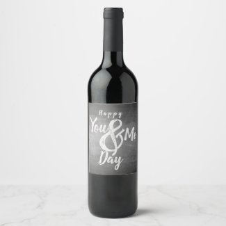 Greetings anniversary in chalkboard look wine label