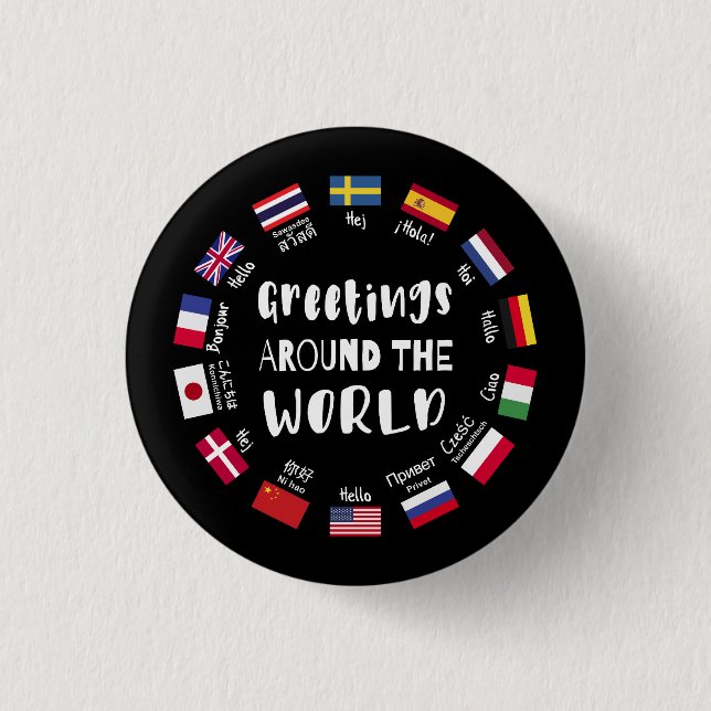 Greetings around the world - Hello in all language Button (Front)