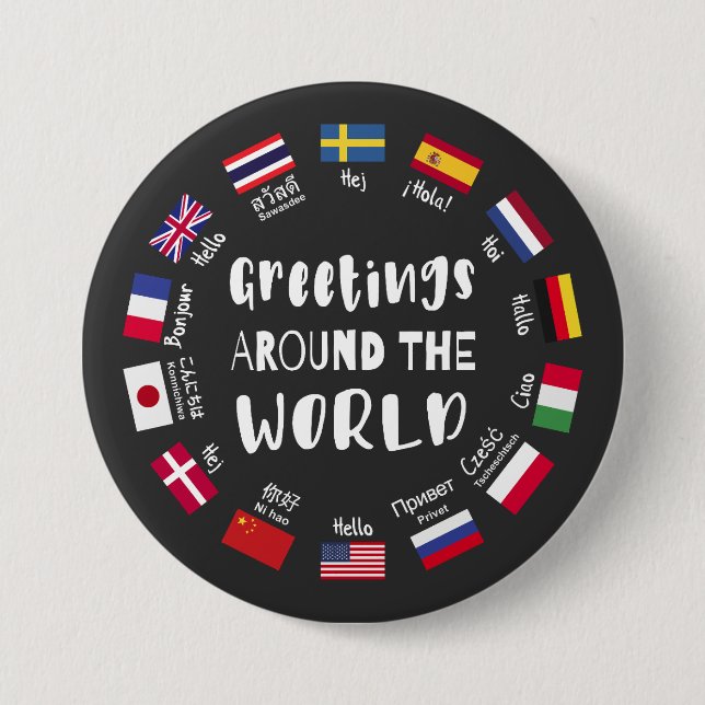 Greetings around the world, Hello in all languages Button (Front)