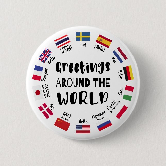Greetings around the world, Hello in all languages Button (Front)