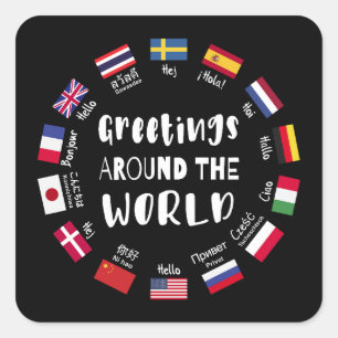 Greetings around the world, Hello in all languages Square Sticker